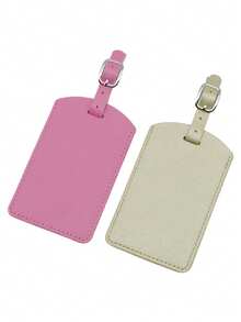 Solid Color PU Leather Luggage Tag, Simple Black Suitcase Tag, Gold Leather Luggage Tag, Pink And Rose Red Travel Vacation Women's Luggage Tag, Unisex Couple Suitcase Handle Tag, Adjustable Buckle - Multicolor - View 9