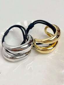 1/2/3/5个装 简约双层金属发圈 时尚发饰 马尾辫发圈 - 彩色 - 查看 12