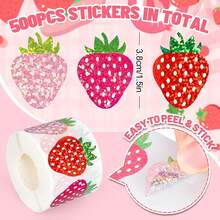 500 Stickers Laser Cartoon Strawberry Graffiti Stickers Pvc Summer Cool Gift Packaging Sealing Stickers - Multicolor - View 3