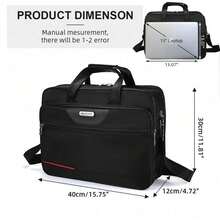 Diese multifunktionale Aktentasche/Laptoptasche bietet Platz für einen 15,6-Zoll-Laptop und lässt sich zum Tragen quer über der Schulter erweitern. Sie ist Tragetasche, Businesstasche und Dokumentenorganizer mit großem Fassungsvermögen und eignet sich für Reisen, Schule und Büro. Robust und handlich, ist sie ideal für den täglichen Weg zur Arbeit und für Damen und Herren geeignet. - Schwarz - Übersicht 2