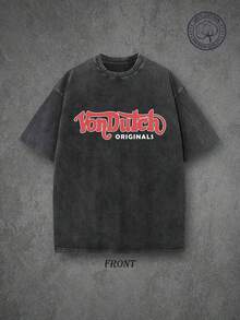 Men's & Women's Vintage Anime Washed Cotton Graphic Tee, Y2k Streetwear, Tshirts For Women, Summer Tops, Vons Dutchs Originals Single-Sided Print Washed T-Shirt, Flying Eyeball & Tiger Retro Kustom Kulture Graphic Tee, Premium Cotton Vintage Streetwear, High Quality T-Shirt, Classic Washed Shirt, Washed Pure Cotton T-Shirt, Casual Style, Perfect Gift Choice, Comfortable, Fashion Street Style Pure Cotton T-Shirt. Mens Clothes, Graphic Tees Women, Holiday Gifts For Men And Women - màu đen - Xem 1