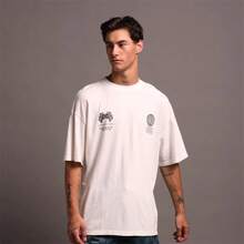 DARCSPORT American Retro Fun Wolf Head Print  Brand Short-Sleeve T-Shirt, Half-Sleeve Top For Couples - 黑色 - 查看 3