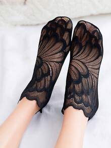 1/5/10 Pairs Women Lace Mesh Invisible Socks, Elastic Comfortable Thin Breathable Ankle Socks - Multicolor - View 5