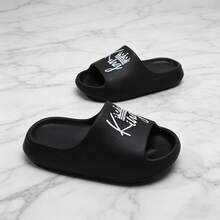 Dép xốp trẻ em EVA nhẹ, chống trượt, đế mềm, kiểu dáng dễ thương, quai đơn giản, đế dày cho bé trai, dép đi biển. - màu đen - Xem 5