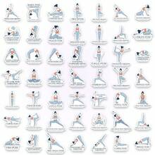 50 Stücke Yoga Pose Aufkleber, Fitness Dehnübungen, wasserfeste Aufkleber geeignet für Yoga Studio, Notizbücher und Dekorationen - 50 Yoga-Haltungsaufkleber - Übersicht 7