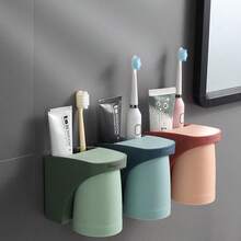 Magnetic Toothbrush Holder, Nordic Style Wall-Mounted Couple Rinse Cup Set, Bathroom Storage Rack Without Drilling - Multicolor - View 6