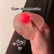 1pc Strawberry Mochi Squeeze Toy, Stress Relief, Moldable, High Aesthetic, Semi-Transparent, Soft Sticky Toy For Women - Multicolor - View 6
