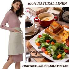 1pc Chef Waist Apron, Waitress Apron, Bistro Half Apron With Pockets, Suitable For Chefs, Food Service, Painting, Gardening - 1 Piece, Beige - View 6