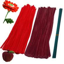 210 pièces Kit d'artisanat de tiges chenille bicolores : 200 cure-pipes et 10 tiges florales dans les séries rose, bleu, violet | DIY convivial pour débutants avec une densité supplémentaire pour des créations satisfaisantes et des cadeaux de fête - 200 cure-pipes bicolores + 10 guirlandes de fleurs - Voir 11