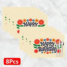 1pc/4pcs/6pcs/8pcs Birthday Theme Printed Linen Placemats, Suitable For Dining Table, All Season Decor, Modern Washable Table Mats, Room Decor, Coasters, Kitchen Dining Mats, Indoor Outdoor Party Decoration, Home Decor, Ideal Gift - Multicolor - View 14