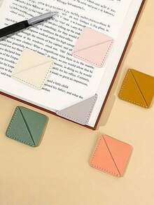 5 piezas de esquinas de libro y marcadores de libro de cuero PU, regalo para mujeres lectoras para uso en la oficina, la escuela y el hogar, colores aleatorios - protector de esquinas de libros - Ver 12