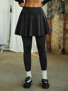 Quần legging nữ bó sát mới với cạp chéo và phần mông hình trái tim, phù hợp cho tập thể dục, chạy bộ và mặc hàng ngày, màu đen. - màu đen - Xem 3