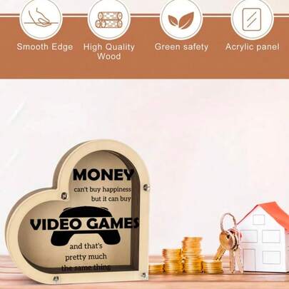 1pc Cute Animal Shaped Wooden Piggy Bank With Transparent Acrylic Window, Travel Fund Cash Coin Box, Creative Desktop Decor Craft, Perfect Birthday Gift For Friends And Family, Travel Fund Box | Fantasy Design | Wooden Structure, Animal Themed Accessory