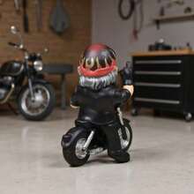 Escultura de um Vovô Cavaleiro Descolado com Capacete em Chamas e Óculos Estilosos (1 peça), Estátua de Motociclista Vintage, Ideal para Decoração de Casa, Decoração de Escritório, Presente para Entusiastas de Motocicletas, Item de Colecionador Retrô, Motociclista Nostálgico Barbudo, Decoração de Garagem Retrô, Decoração de Mesa Exclusiva, Perfeita para Sala de Estar Masculina, Presente para o Dia dos Pais, Fãs da Cultura Motociclística. - A - Ver 2