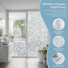 1pc White Lace Flower Static Cling Glass Film, Reusable Frosted Glass Sticker No Glue Suitable For Bathroom, Kitchen, Bedroom, Glass Doors, Home Office Decor, Beautify Room - Pearlescent Frosted Film - View 4