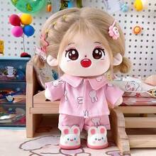 20cm Doll Clothes Set, Including 2pcs Outfit - Shirt And Pants, Cartoon Print Style, Cute Clothing Set, Doll Dress Up, Adorable, Plush Doll Costume, Party Favors, Birthday Gift (Doll And Shoes Not Included) - Multicolor - View 11