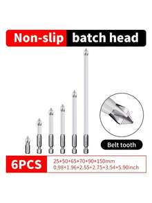 1 Bộ = 6 mũi khoan từ tính chống trượt 65mm, làm bằng thép S2, bao gồm mũi khoan đầu chữ thập và mũi khoan va đập, được thiết kế cho tua vít cầm tay, bộ mũi khoan từ tính chống trượt và bộ mũi khoan tua vít từ tính công nghiệp PH2, mũi khoan tua vít chống trượt độ cứng cao cấp S2, bộ 6 mũi khoan tua vít điện từ tính mạnh mẽ, mũi khoan đầu chữ thập - A-6 chiếc - Xem 11