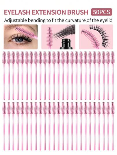 50 piezas Varitas desechables para máscaras, cepillos de pestañas, flexibles para extensiones de pestañas, levantamiento de pestañas y arreglo de cejas, herramientas de maquillaje portátiles para artistas de pestañas y principiantes