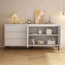 FENGSUN Modern Light Wood Dresser With Functional Storage - White - View 6