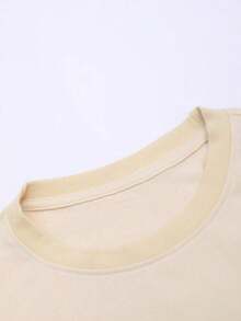Manfinity LEGND Loose Fit Men's Solid Color Round Neck Short Sleeve Casual T-Shirt - 卡其色 - 查看 3