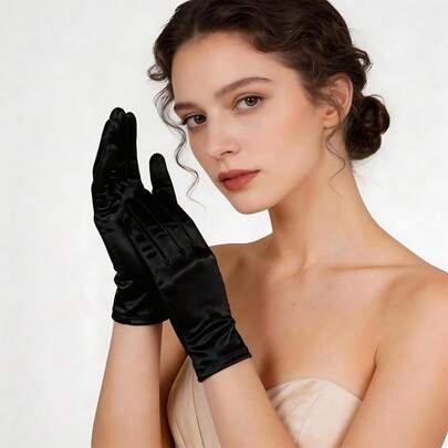 Women's Short Satin Opera Gloves - Formal Dancing Gloves For Weddings, Brides, Banquets - 20th Century 20s Style Accessories
