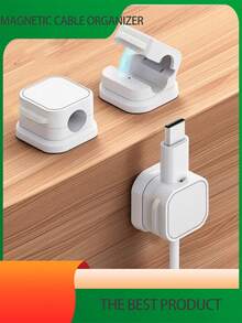 Black & White Magnetic Cable Organizer Clips, Compact & Durable For Desk/Wall Mount, Suitable For Storing Phone Cables, Chargers, Great For Tech Enthusiasts & Students, Includes Bracket & Clips, No Drilling Required - Multicolor - View 8
