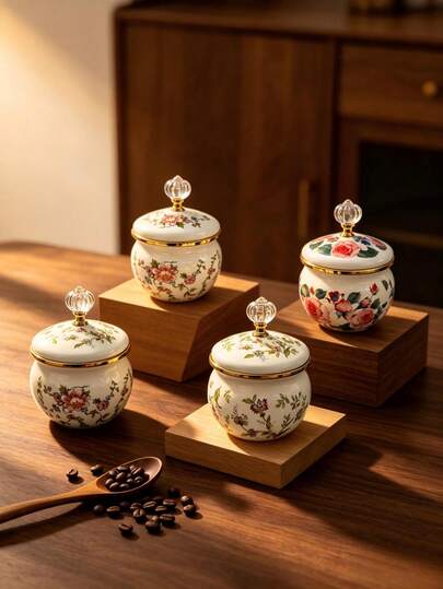 1 hộp đựng bằng men nhiều màu, kiểu dáng cổ điển, hộp đựng bằng men thời trang cho nhà bếp và phòng ăn có nắp đậy, hộp đựng cà phê, hộp đựng muối, hộp đựng đường, hộp đựng gia vị, hộp đựng trà, hộp đựng gia vị, dễ vệ sinh, quà tặng ngày lễ tuyệt vời.