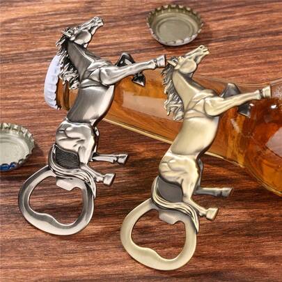 1 Piece Vintage Horse Racing Bottle Opener, Metal Beer Beverage Soda Bottle Opener, Suitable For Kitchen, Home, Restaurant, Bar, Party, Beer Festival, Portable Outdoor Opener, Animal-Shaped Bottle Opener, Creative Barware Gift