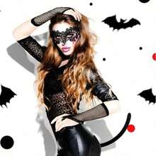 Animal Headband Halloween Cat Ear Headband With Fluffy Tail Costume Set For Adults - Multicolor - View 3