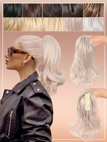 Synthetic Claw Clip Ponytail Hair Extensions Short Curly Natural Tail False Hair For Women Horse Tail Hairpiece - Multicolor - View 16