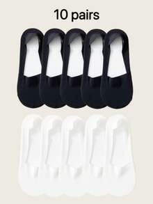 1/5/6/9/10/15/20/21 Pairs Thin Non-Slip Breathable Silky Invisible Liner Socks, Can Be Randomly Sent - Multicolor - View 14