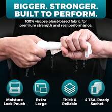 Travel Body Wipes For Men - 20 XL Shower Wipes For Adults Bathing No Rinse - Individually Wrapped 10"X10" Disposable Washcloths Face Towels Gym Mens Deodorant Sheets Camping Essentials And Must Haves - Tươi ngon tối đa - Xem 6