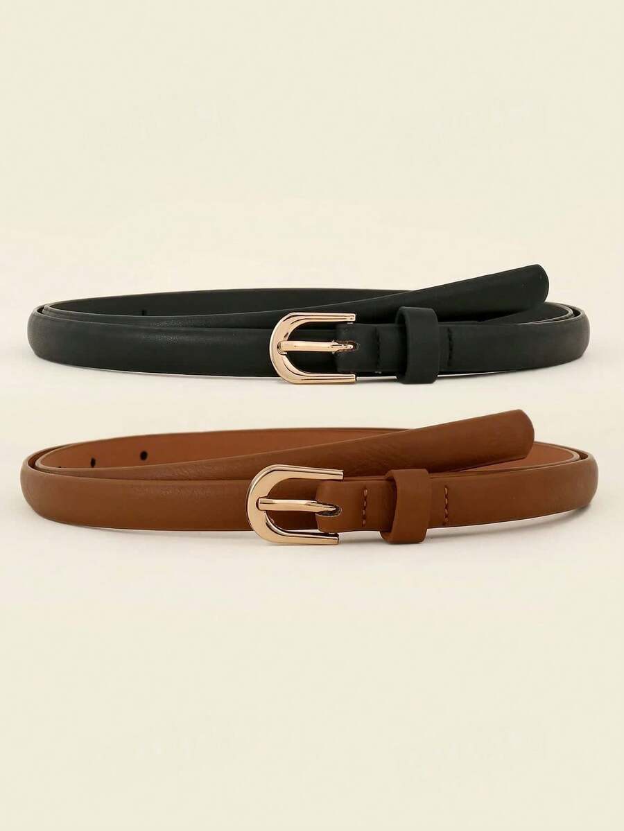 Women's Notched Quality PU Leather Belt, Suitable For Jeans, Dresses And Other Outfits - Multicolor - View 1