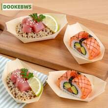 100/200pcs Disposable Mini Wooden Boat Shaped Plates, Birchwood Appetizer/Dessert Plates, Sizes 9cm/12cm/14cm Single Serving, Suitable For Wedding, Birthday Party, Outdoor Gathering, Meat, Cheese, Snack Display (Charcuterie Boats) - View 3