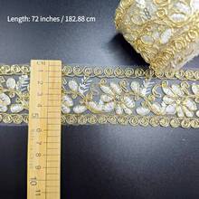 2码复古花卉刺绣蕾丝花边，适用于婚纱、伴娘礼服、派对礼服、舞台服装配饰 - 2碼 - 查看 4