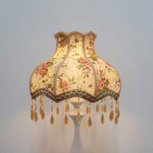 Handmade Retro Rose Lamp Shade, European Style Floral Fabric Lamp Shade With Beaded Tassel, Home Decor Lighting Accessory, Lamp Not Included - Princess-style Lampshade - View 7