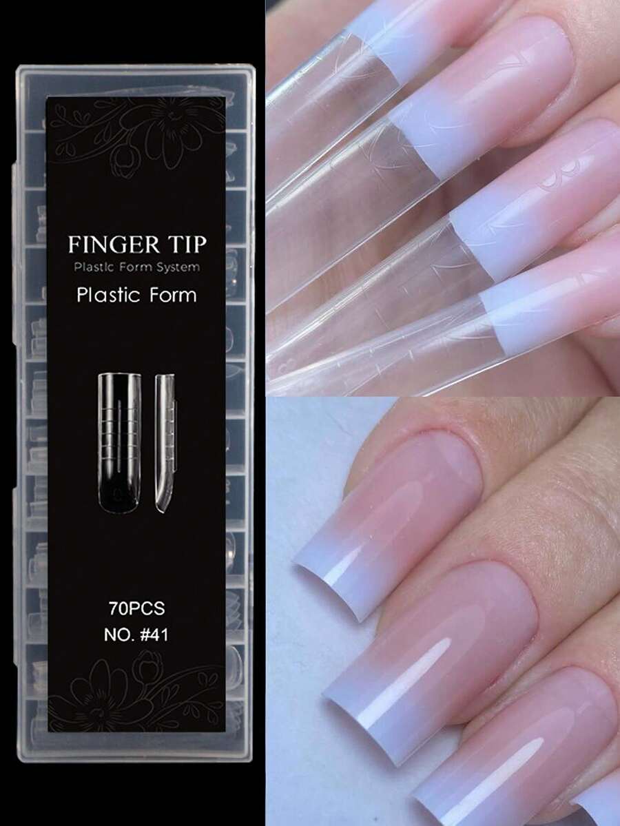 70pcs/Box Square Double-Layer Nail Art Mold, Suitable For French Manicure, Double-Layer Nail Mold, 14 Sizes Of Mold, Suitable For Nail Extension - Multicolor - View 1