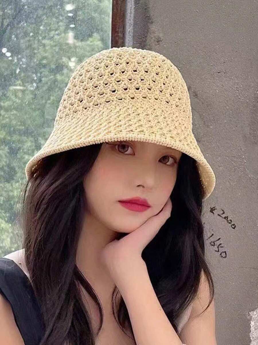 1pc Women's Summer Sun Protection Beach Hat, Bohemian Style, Suitable For Pairing With Dresses And Traveling,Vacation - A - View 1