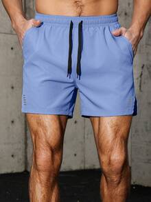 Men's Collapsible Quick-Dry Multi-Pocket Outdoor Sports Shorts - Baby Blue - View 4
