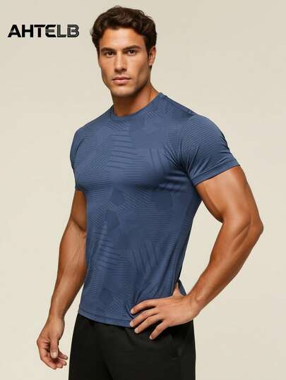  AHTELB 男士速干运动T恤，吸湿排汗短袖上衣，适合健身房锻炼、日常跑步和篮球训练 | 轻便圆领男士健身服，男士T恤，男士礼物，男士上衣，男士钓鱼礼物，送给朋友、丈夫、男友的礼物