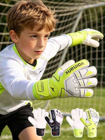 1 Pair Football Goalkeeper Gloves, Soccer Goalie Gloves, Suitable For Match, Training, PE Class, School Football, Outdoor Sports, Children, Elementary Students, Teenagers, Boys