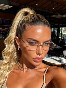 1pc Classic Personalized Exquisite Women's Transparent Glasses Daily Office Street Style Accessory - Clear - View 8