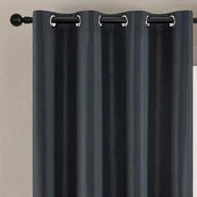 1 pièce Rideau isolant thermique noir opaque minimaliste moderne, design à œillets en haut pour un accroché facile, lavable, convient pour la chambre à coucher, le salon, le balcon, le dortoir, les fenêtres du sol au plafond, les baies vitrées - Noir 1 pièce - Voir 6