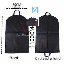 1 Peça Capa de Terno Respirável, Bolsa de Vestuário à Prova de Poeira Não Tecida com Alça Portátil, Adequada para Organização de Guarda-Roupa, Armazenamento de Viagem, Camisa, Casaco, Vestido, Jaqueta e Outras Proteções de Roupas. 3 Peças - Preto - Visão 11