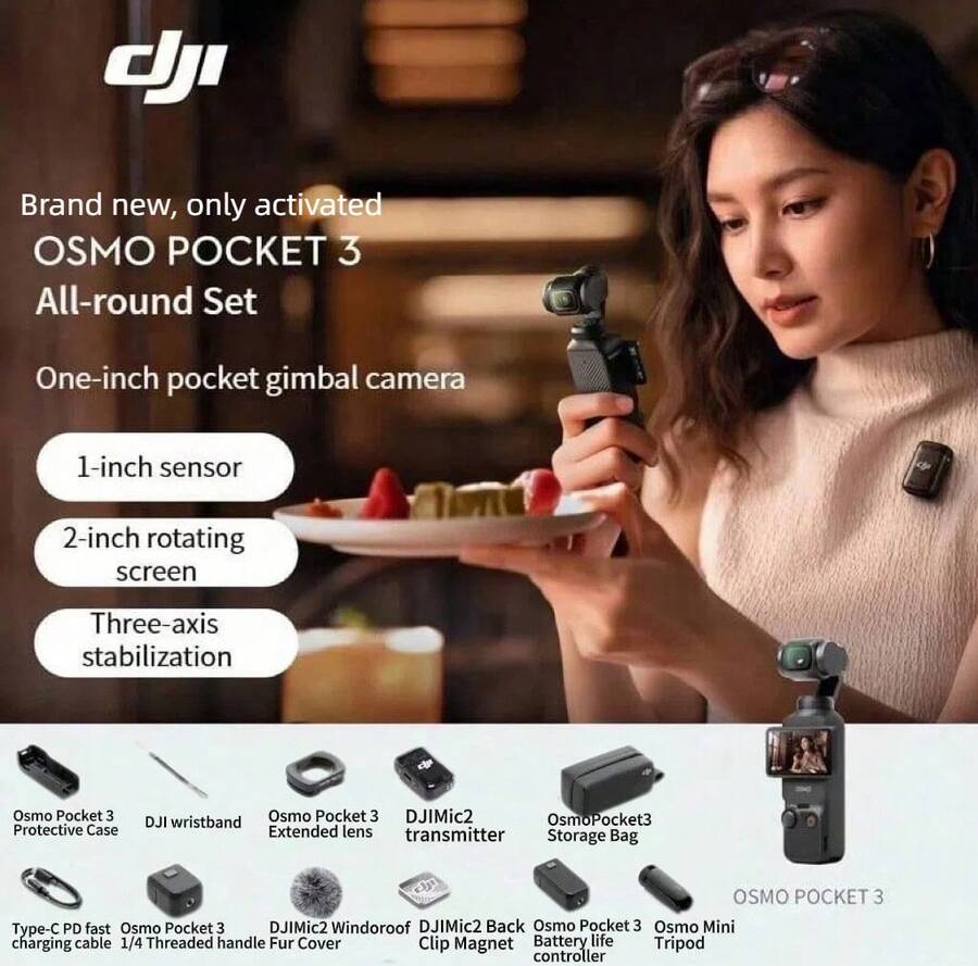 Camera chống rung cầm tay Osmo Pocket 3 1 inch | Chống rung hình ảnh khi cầm tay, sử dụng ngay sau khi mở hộp | Hỗ trợ phát trực tiếp HD và chụp ảnh tua nhanh thời gian | Lý tưởng cho việc quay phim ngoài trời bằng điện thoại di động và người sáng tạo nội dung (Hàng mới, đã được kích hoạt) - Xem 1
