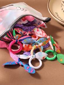 5/10/20/30pcs/Set Colorful Rabbit Ear Hair Scrunchies, Cute Cartoon Bow Hair Ties For Women (Random Color & Style),Travel,Birthday - Multicolor - View 3