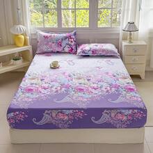 3pcs Printed Bedding Set (1 Fitted Sheet + 2 Pillowcases), Skin-Friendly Fabric Fitted Sheet Set Including Pillowcases, Without Filler, Home Bedding Set, Machine Washable - Purple Dream - View 15