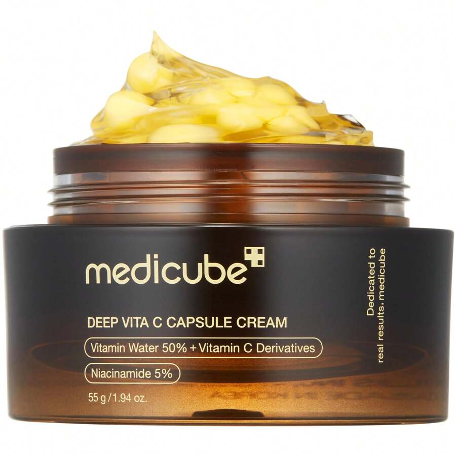 Medicube Deep Vitamin C Golden Capsule Face Moisturizer - Liposome Capsules For Wrinkles, Skin Radiance - Transparent Gel For Glow Hydration - Korean Skin Care 1.94 Oz - Collagen - 查看 1
