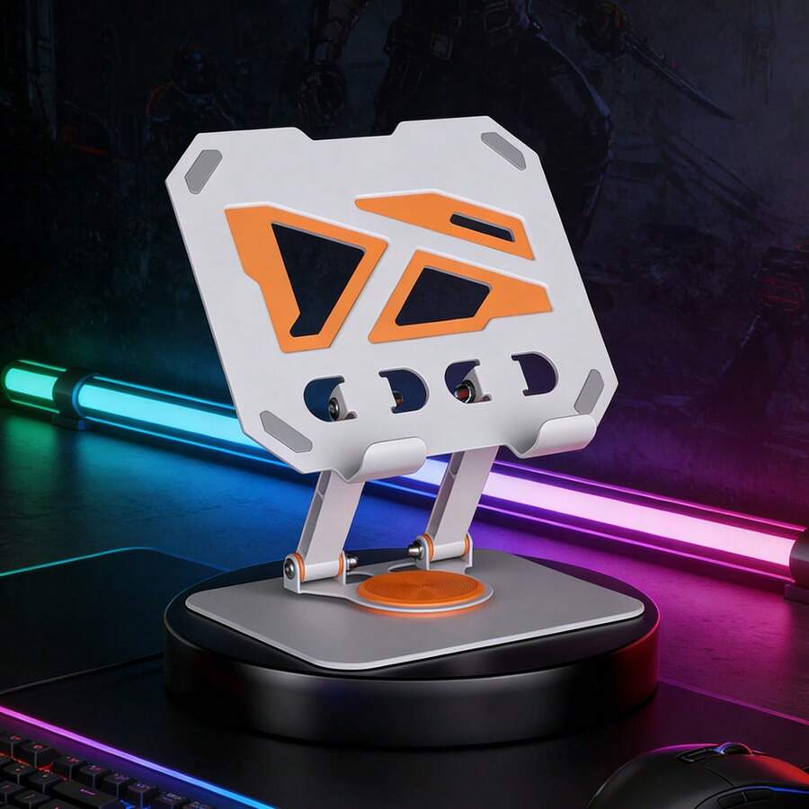 720° Rotatable Carbon Steel Desktop Tablet Stand - Triple-Axis Adjustable, Heavy Duty, Suitable For Phones/Tablets With Perforated Heat Dissipation Back Plate - For Office, Streaming, Gaming, Desktop Tablet Holder, Online Class Learning Stand, Adjustable Phone Mount - View 1