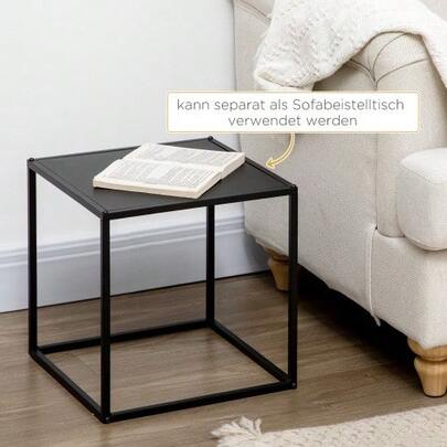 Couchtisch-Set 2er-Set Beistelltische Modernes Design Stahlgestell Bis 10 Kg Schwarz 120x59x45cm Für Wohnzimmer